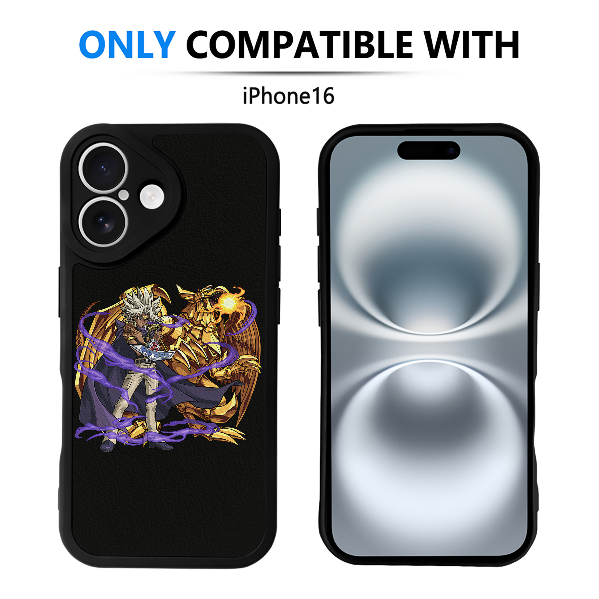 （画像用） 遊☆戯☆王 Yu-Gi-Oh! 【iPhone 16シリーズ対応】シリコンスマホケース（レザー調） 材質：シリコン